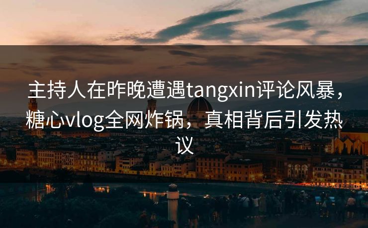 主持人在昨晚遭遇tangxin评论风暴，糖心vlog全网炸锅，真相背后引发热议