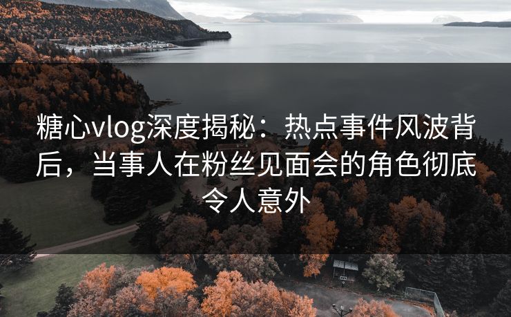 糖心vlog深度揭秘：热点事件风波背后，当事人在粉丝见面会的角色彻底令人意外
