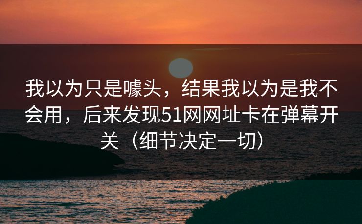 我以为只是噱头，结果我以为是我不会用，后来发现51网网址卡在弹幕开关（细节决定一切）