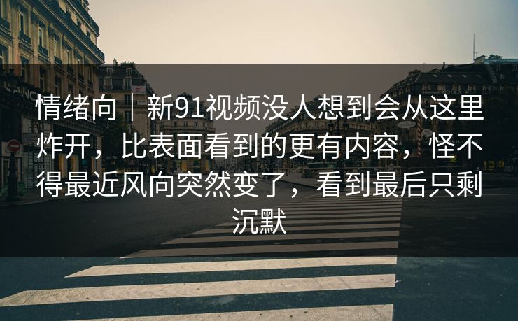 情绪向｜新91视频没人想到会从这里炸开，比表面看到的更有内容，怪不得最近风向突然变了，看到最后只剩沉默  第1张
